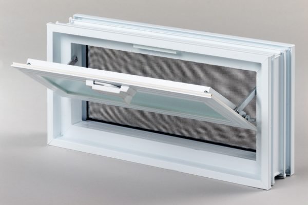 Went 2x1 okno wentylacyjne do pustaków szklanych i luksferów otwarte